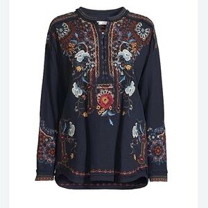 Johnny Was Floral Embroidered Navy Tunic